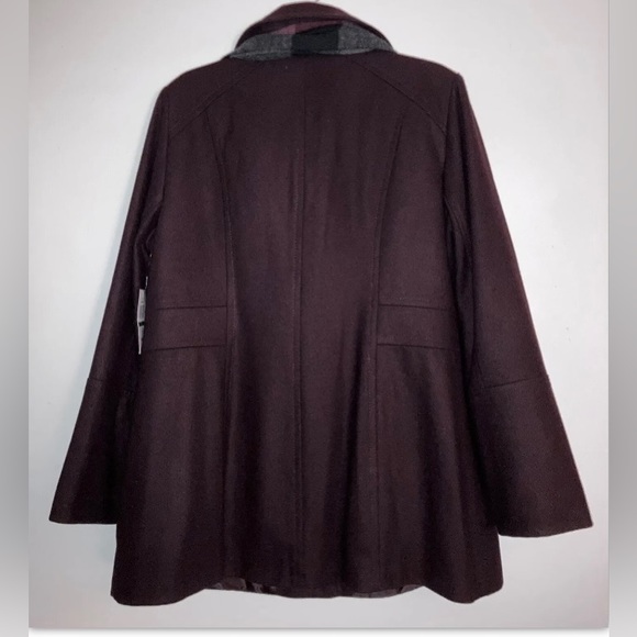 NEW London Fog Burgundy Wool Blend Coat and Scarf Women’s Large - Picture 5 of 5